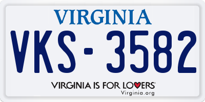 VA license plate VKS3582
