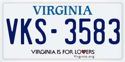 VA license plate VKS3583