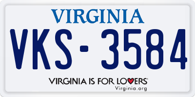 VA license plate VKS3584