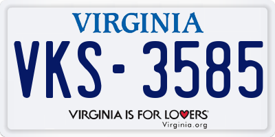 VA license plate VKS3585