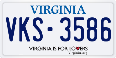 VA license plate VKS3586