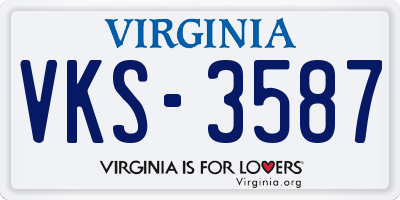 VA license plate VKS3587