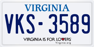 VA license plate VKS3589