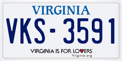 VA license plate VKS3591