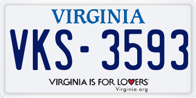 VA license plate VKS3593