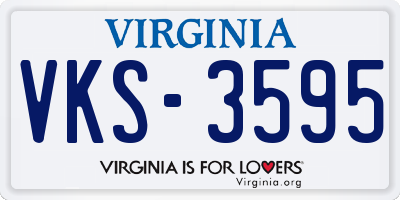 VA license plate VKS3595