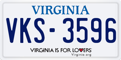 VA license plate VKS3596