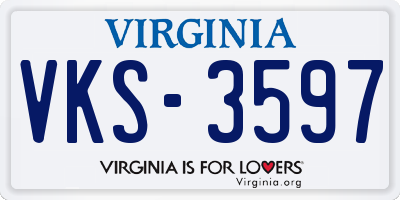 VA license plate VKS3597