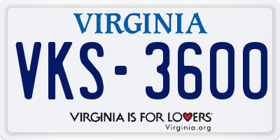 VA license plate VKS3600