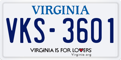 VA license plate VKS3601