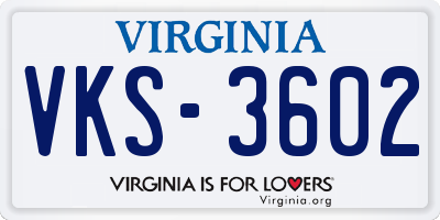 VA license plate VKS3602