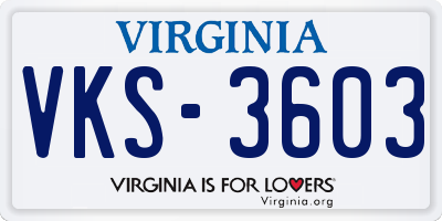 VA license plate VKS3603