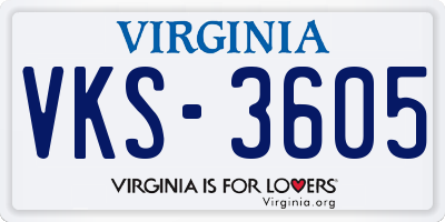 VA license plate VKS3605