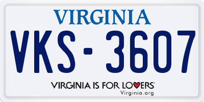 VA license plate VKS3607