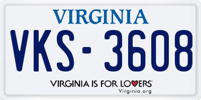 VA license plate VKS3608