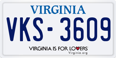 VA license plate VKS3609