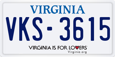 VA license plate VKS3615