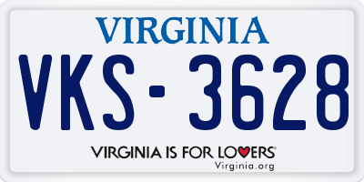 VA license plate VKS3628