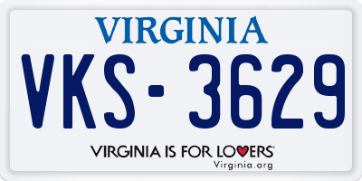 VA license plate VKS3629
