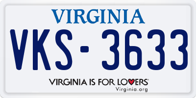 VA license plate VKS3633