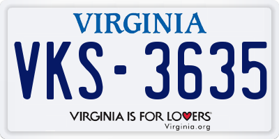 VA license plate VKS3635