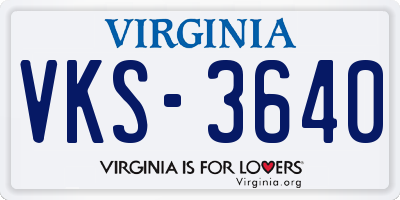 VA license plate VKS3640