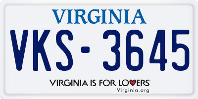 VA license plate VKS3645