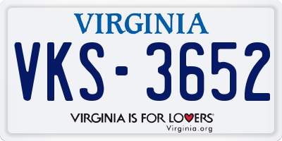 VA license plate VKS3652