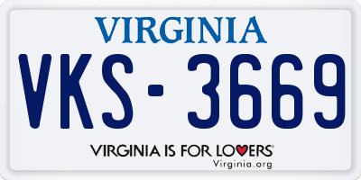 VA license plate VKS3669