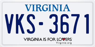 VA license plate VKS3671