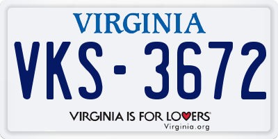 VA license plate VKS3672