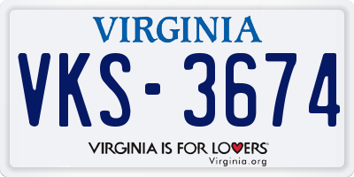 VA license plate VKS3674