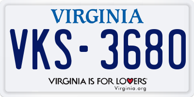VA license plate VKS3680