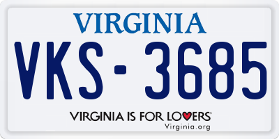 VA license plate VKS3685