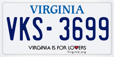 VA license plate VKS3699