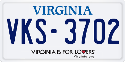 VA license plate VKS3702