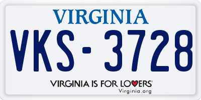 VA license plate VKS3728