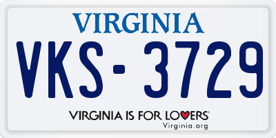 VA license plate VKS3729