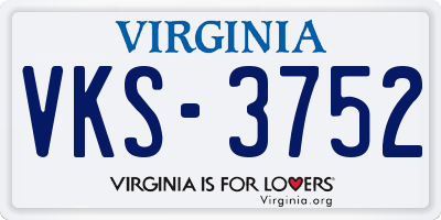 VA license plate VKS3752