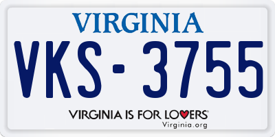 VA license plate VKS3755