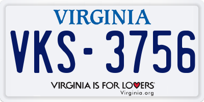 VA license plate VKS3756