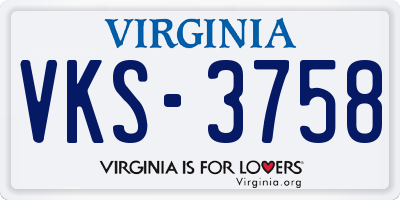 VA license plate VKS3758