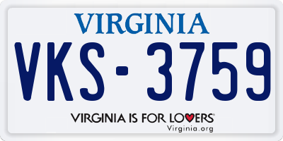 VA license plate VKS3759