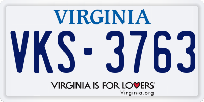VA license plate VKS3763