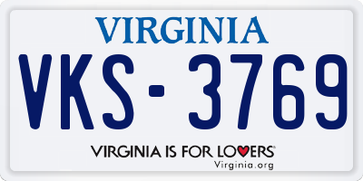 VA license plate VKS3769