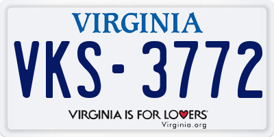 VA license plate VKS3772