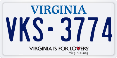 VA license plate VKS3774