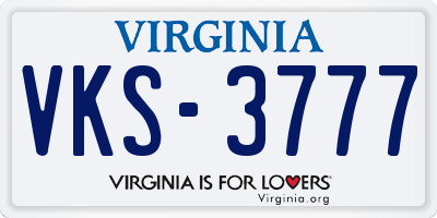 VA license plate VKS3777