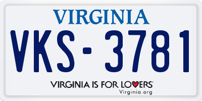 VA license plate VKS3781