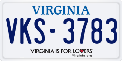 VA license plate VKS3783